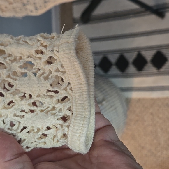 Vintage PACIFIC CONNECTIONS knit crochet sweater 90S Y2K One Size M/L Cream - Picture 5 of 16